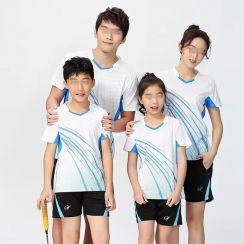 2 Family Sets for Men Women and Kids of Badminton T Shirt Shorts 